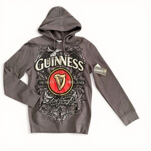 NWT! Guinness Men’s Gray Zip-Up Hoodie with Logo / Size S